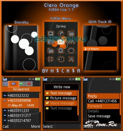 Clero Orange - Flash Theme (menu & standby) for Sony Ericsson 240320