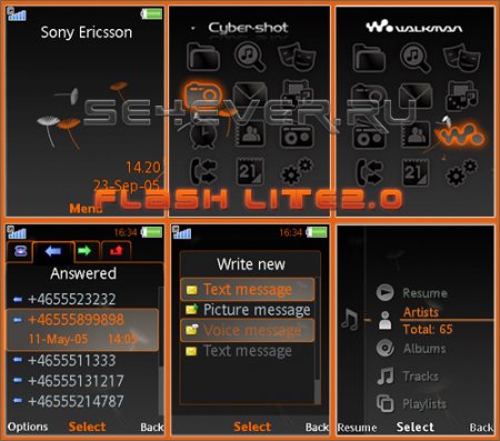 Dandelion Orange - Flash Theme 2.0 for Sony Ericsson [240x320]